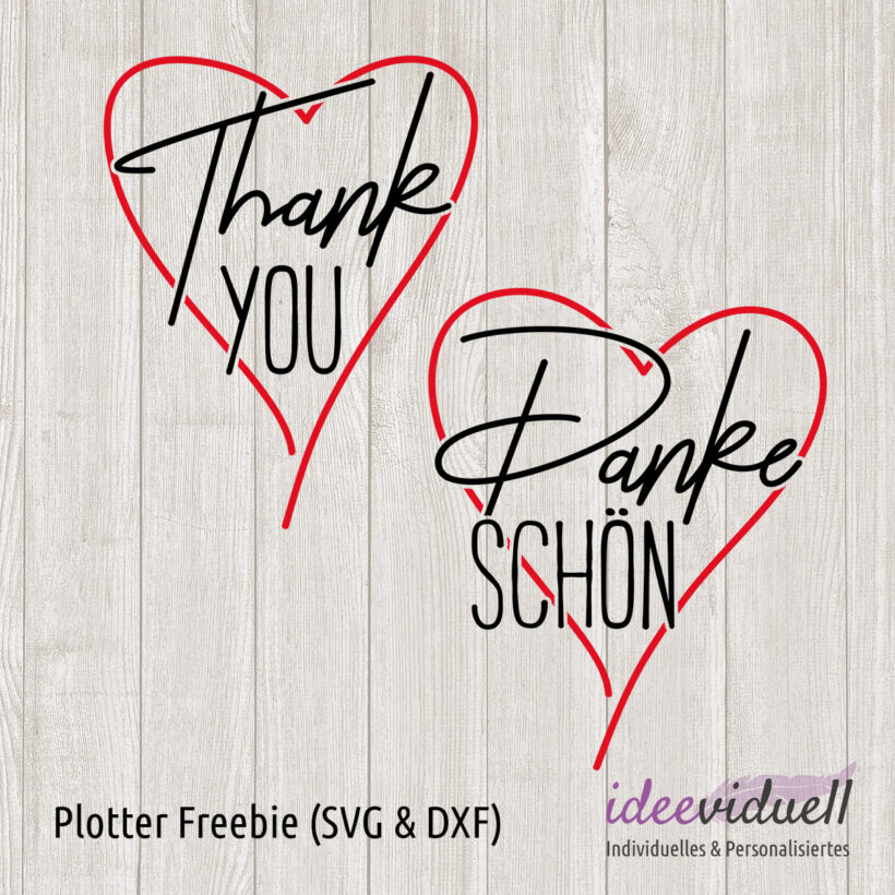 Freebie Plotterdatei Dankeschön Thank you