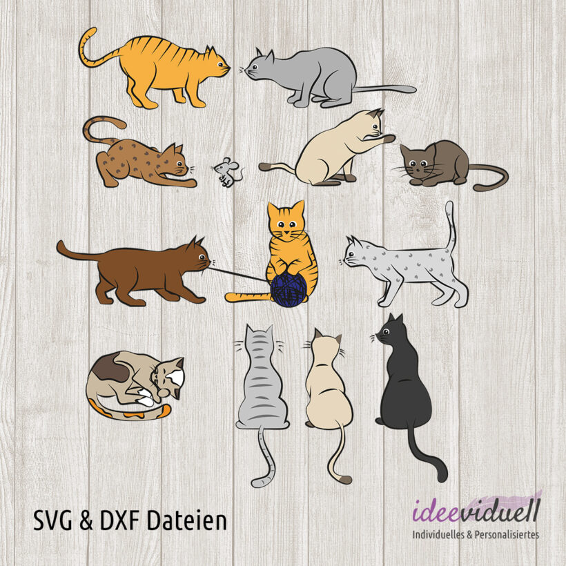 Plotterdatei Katzen Set