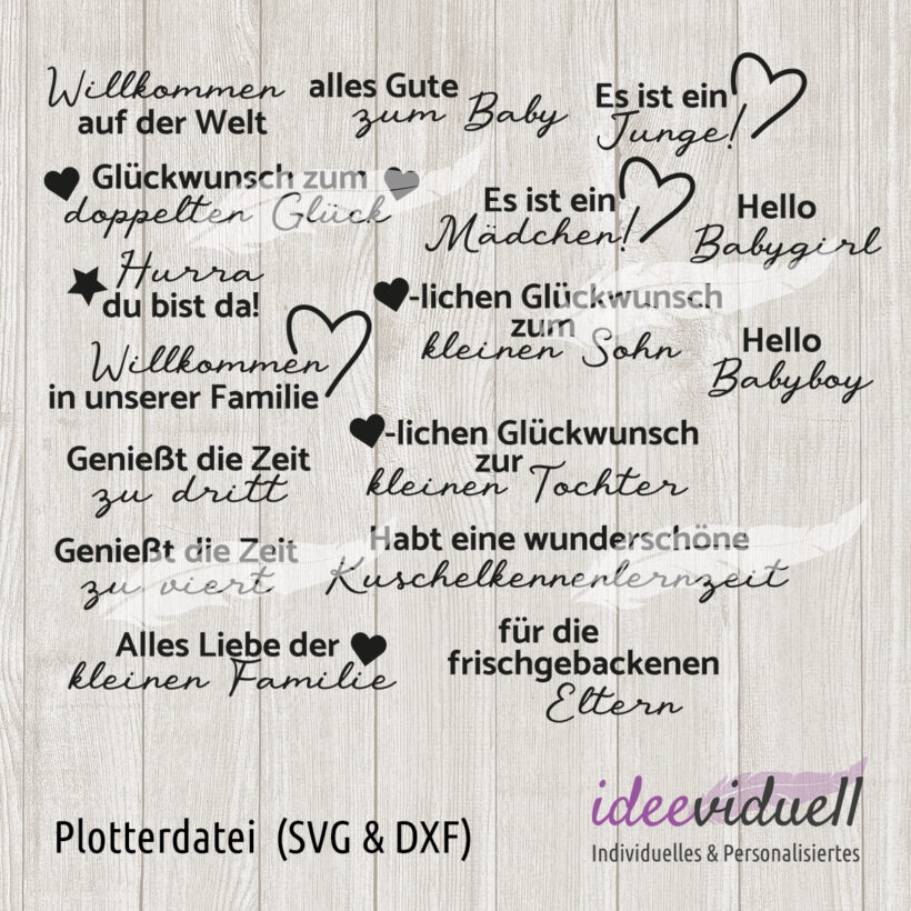 Plotterdatei ideeviduell Geburtssprüche