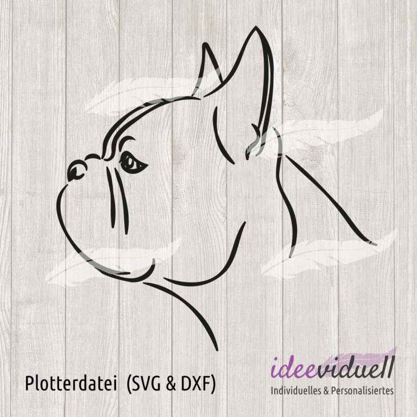 Plotterdatei französische Bulldogge LineArt ideeviduell