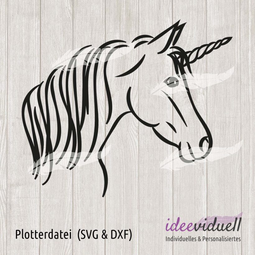 Einhorn LineArt Plotterdatei ideeviduell