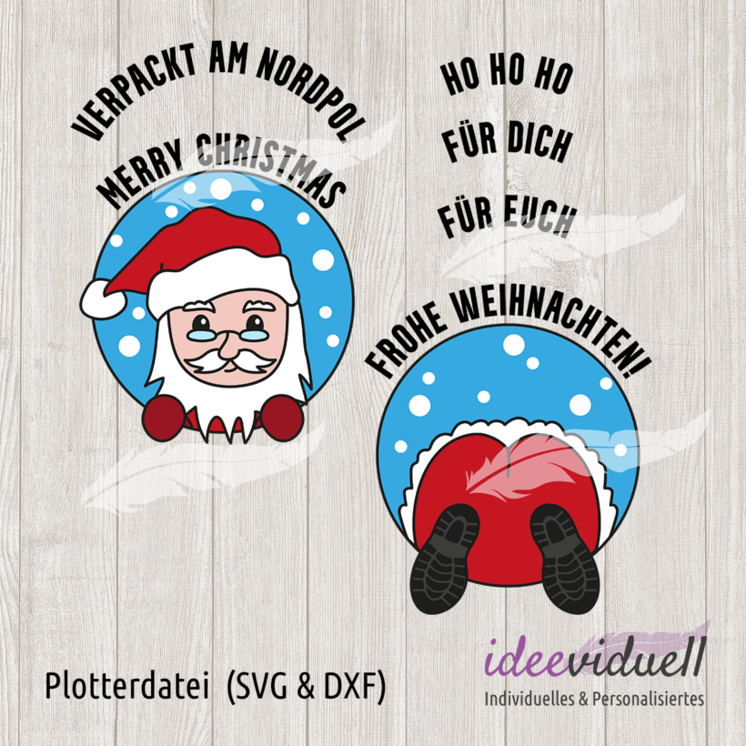 Plotterdatei Weihnachtsmann mit Popo