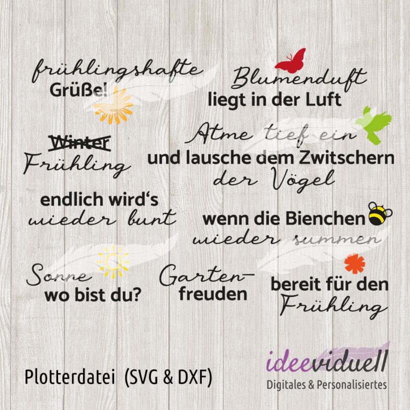 ideeviduell Plotterdatei Frühlingssprüche