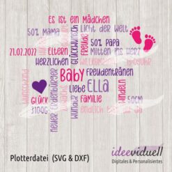 ideeviduell Plotterdatei Baby Wortwolke