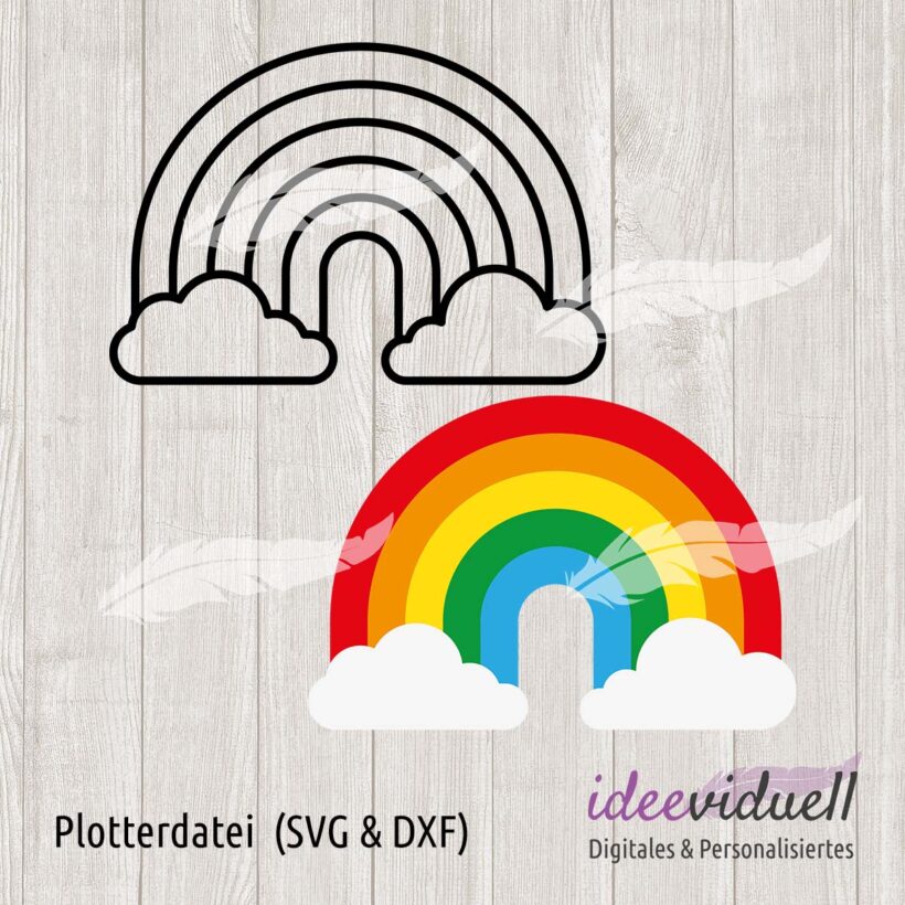 Plotterdatei Regenbogen Wolken