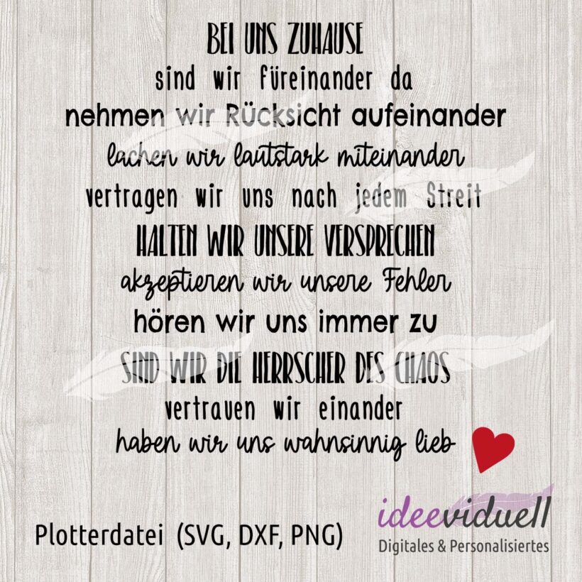 ideeviduell Plotterdatei Zuhause