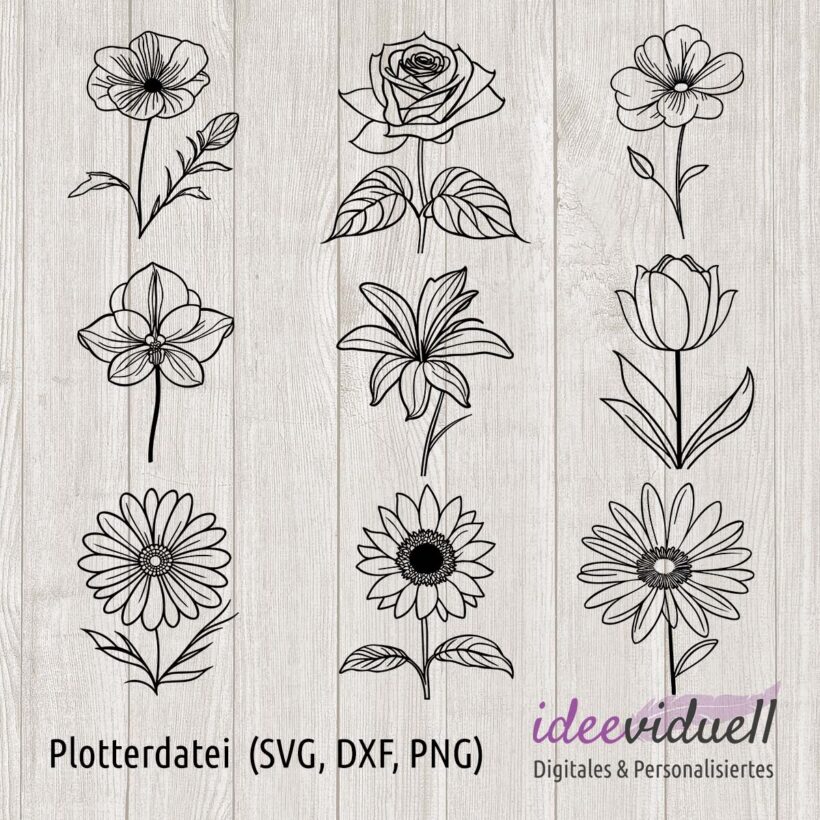 ideeviduell Blumen Bundle Plotterdatei